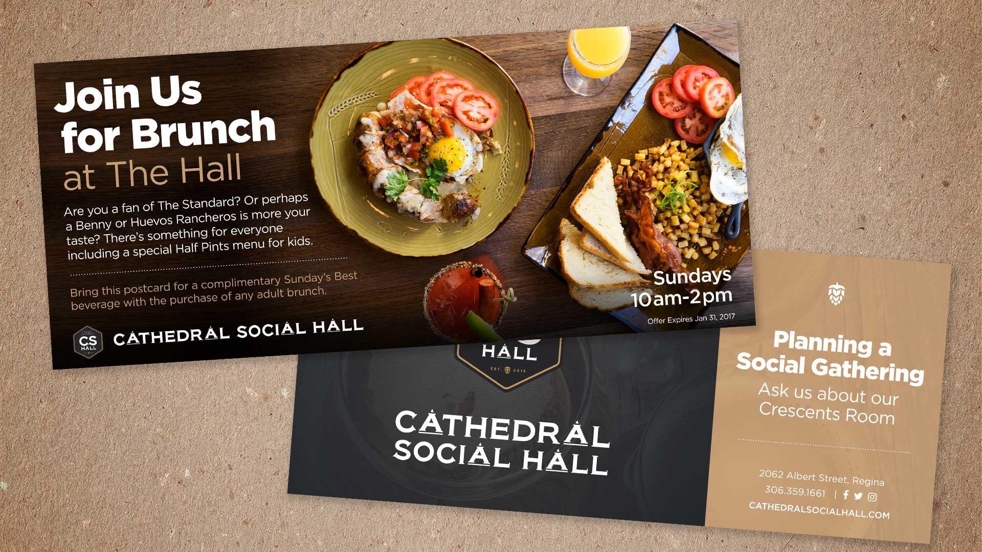 Cathedral Social Hall, Design, Cathedral Social Hall Brunch Mailer (AdMail), Portfolio Image, Cathedral Social Hall AdMail