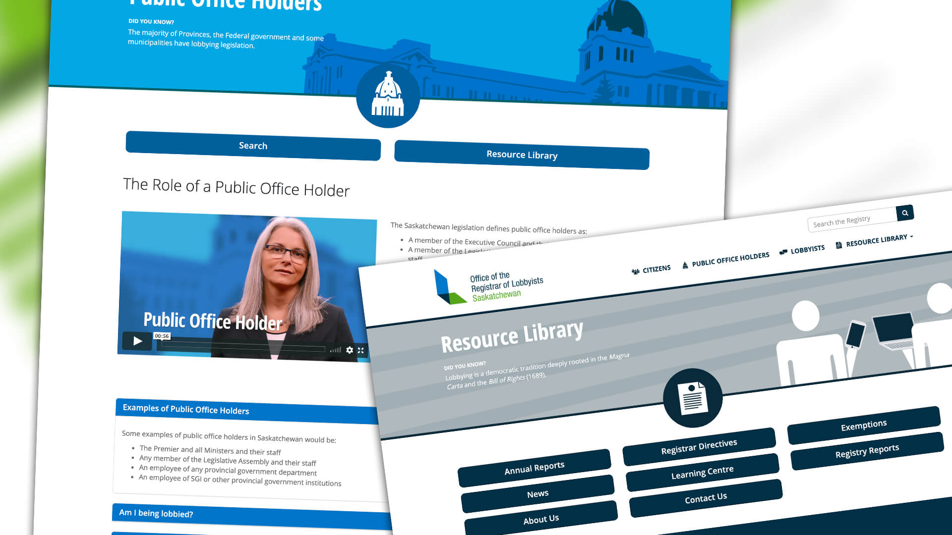 Office of the Registrar of Lobbyists Saskatchewan, Website, Registrar of Lobbyists Saskatchewan Website, Portfolio Image, 