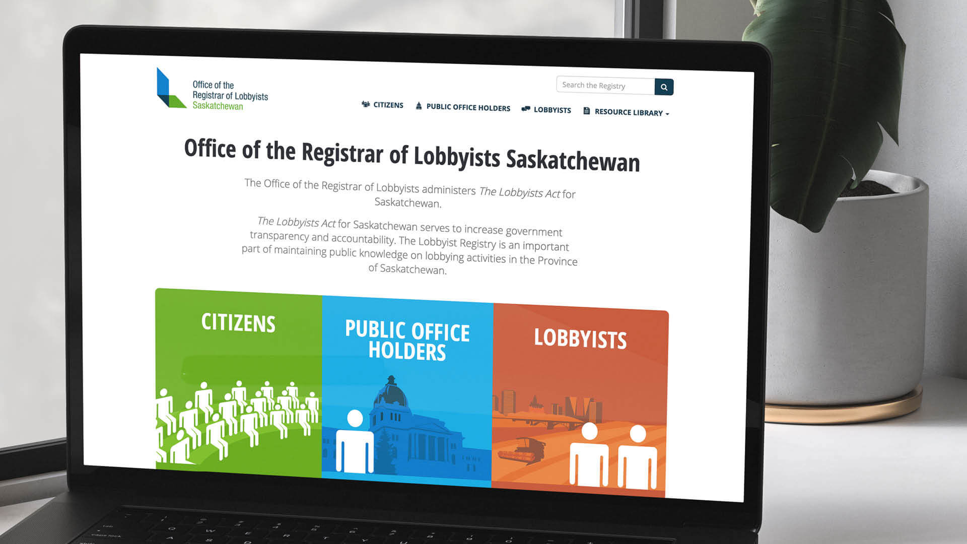 Office of the Registrar of Lobbyists Saskatchewan, Website, Registrar of Lobbyists Saskatchewan Website, Portfolio Image, 