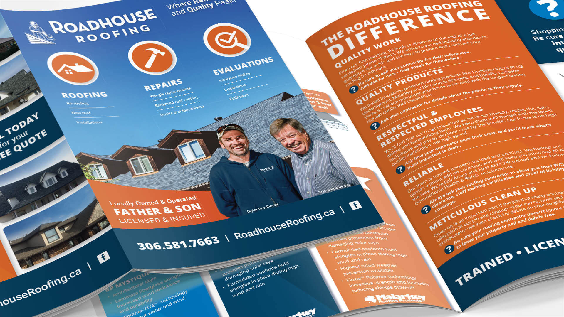 Roadhouse Roofing, Print, Roadhouse Roofing Brochure, Portfolio Image