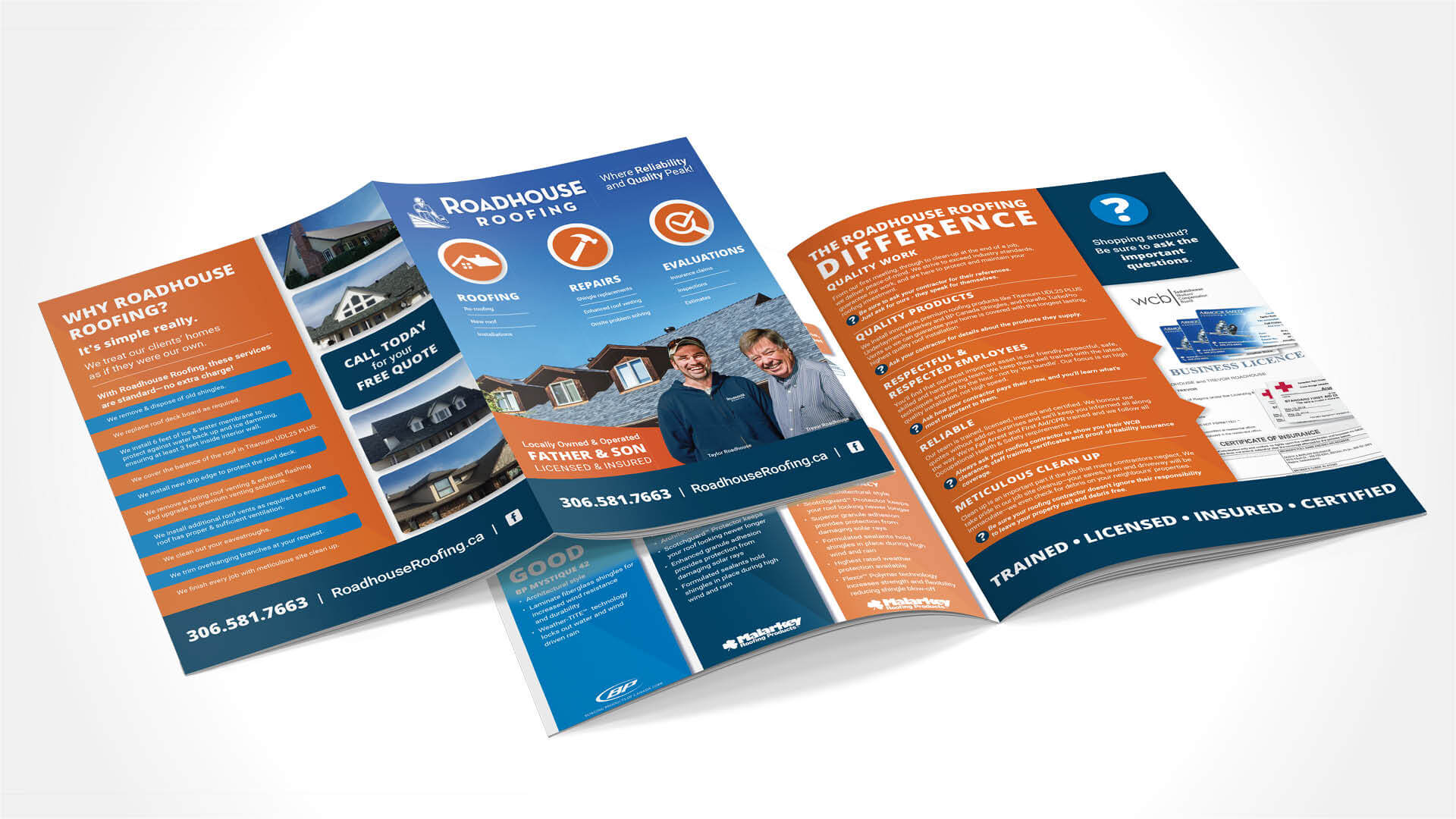 Roadhouse Roofing, Print, Roadhouse Roofing Brochure, Portfolio Image, 