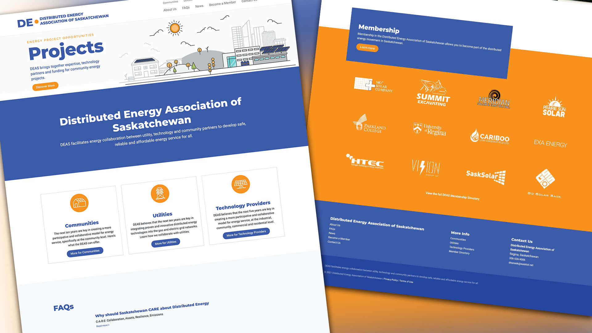 Distributed Energy Association of Saskatchewan, Website, Distributed Energy of Saskatchewan Website, Portfolio Image, 