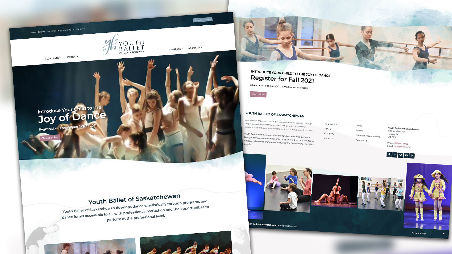 Youth Ballet of Saskatchewan, Website, Youth Ballet of Saskatchewan Website, Portfolio Image